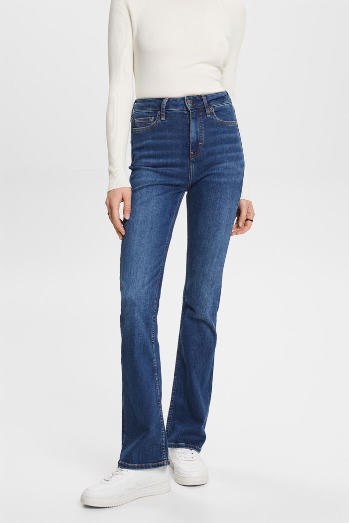 Hoogwaardige bootcut jeans met hoge taille, BLUE MEDIUM WASHED, detail image number 0