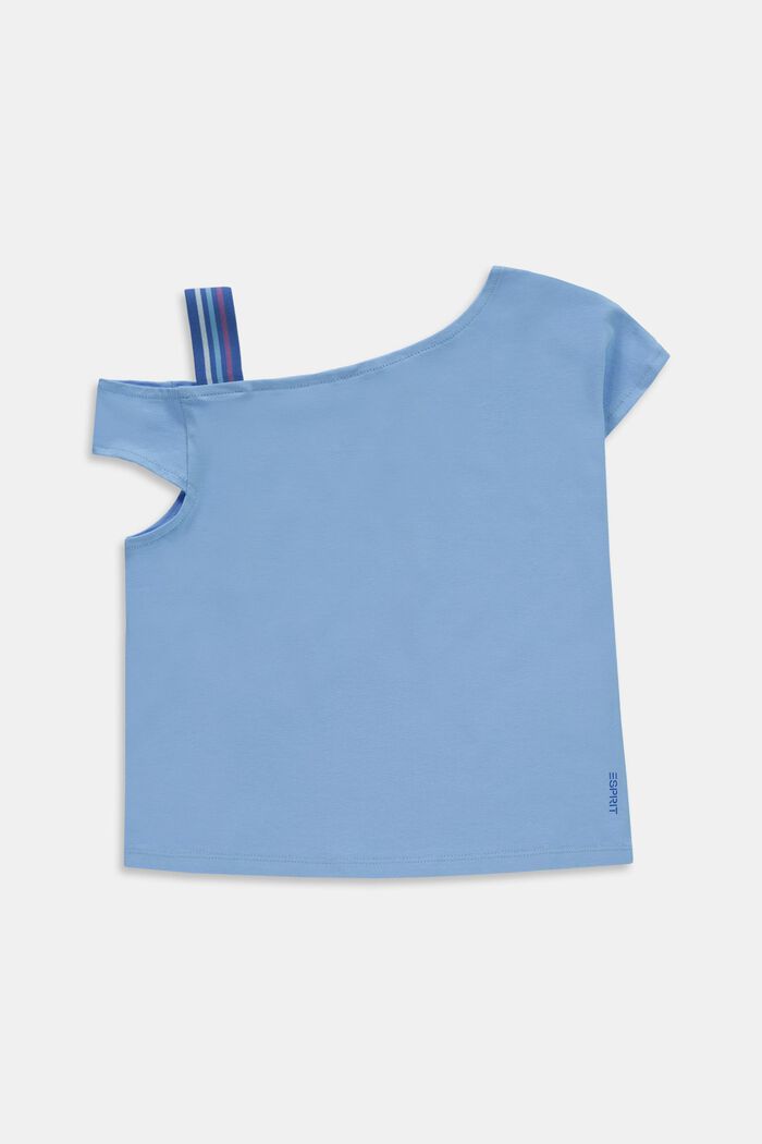T-shirt met asymmetrische hals, BRIGHT BLUE, overview