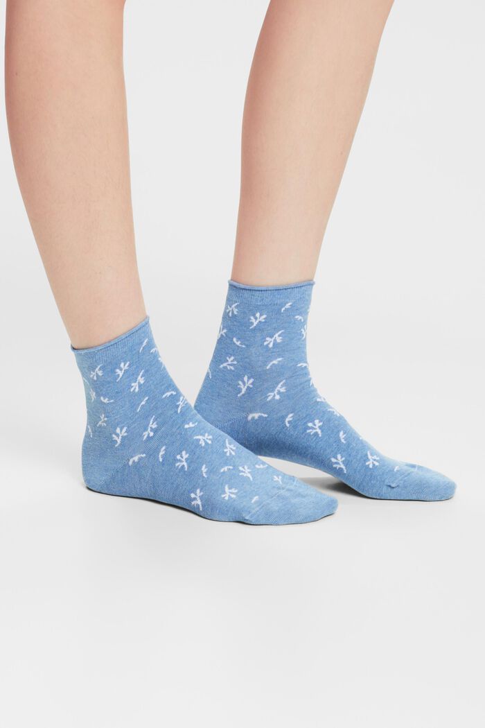 2 paar katoenen sokken met print, NAVY/BLUE, detail image number 1