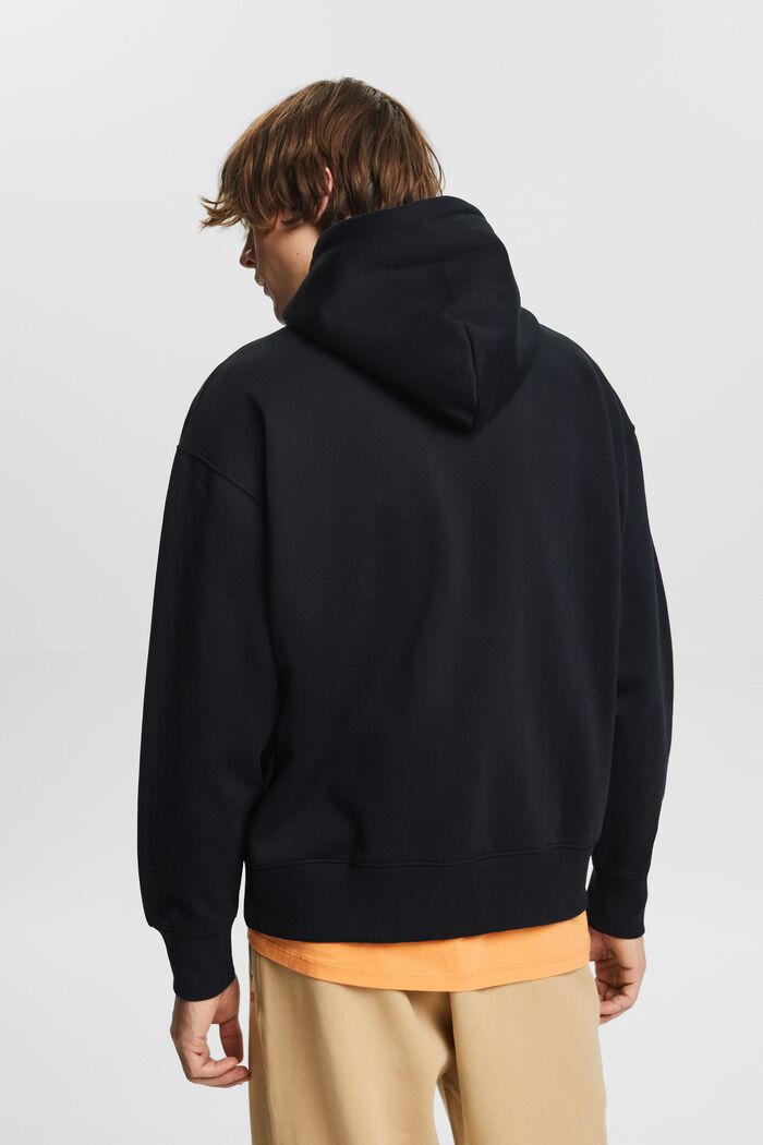 Sweatshirt van fleece met hoodie en logo, BLACK, detail image number 2