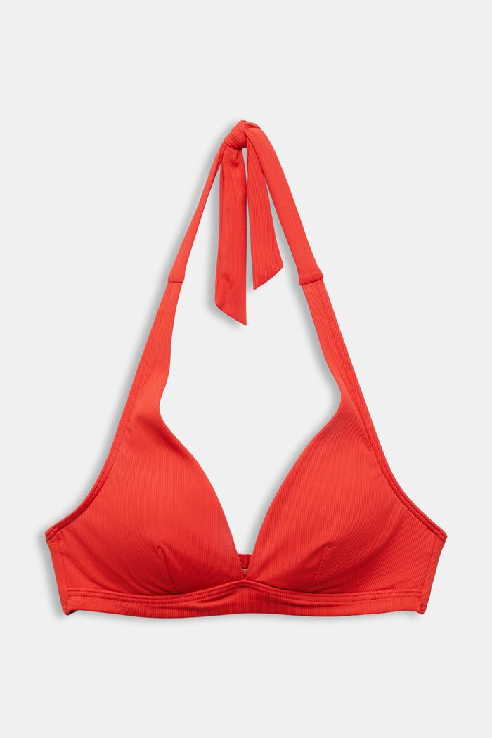 Gevoerde bikinitop met halternek, DARK RED, detail image number 5