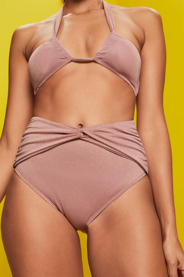 Gerecycled: glinsterend bikinibroekje met hoge taille, CINNAMON, detail image number 1