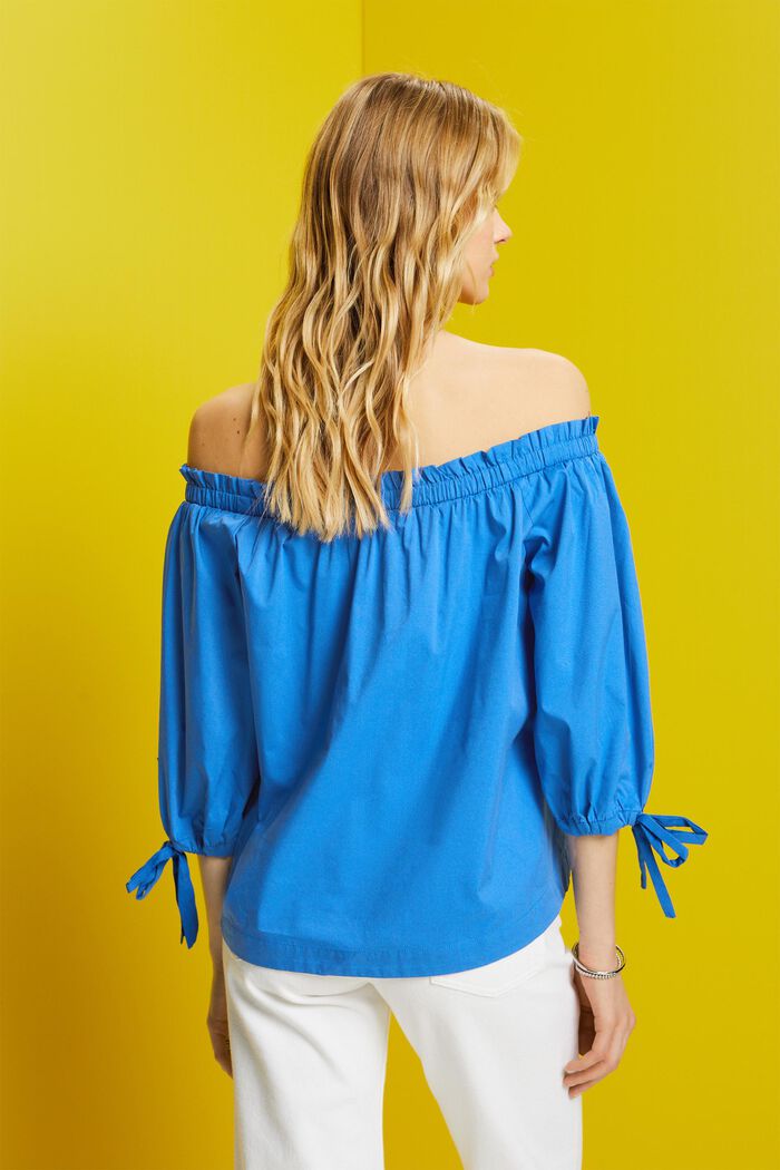 Off-the-shoulder blouse van popeline, BRIGHT BLUE, detail image number 3