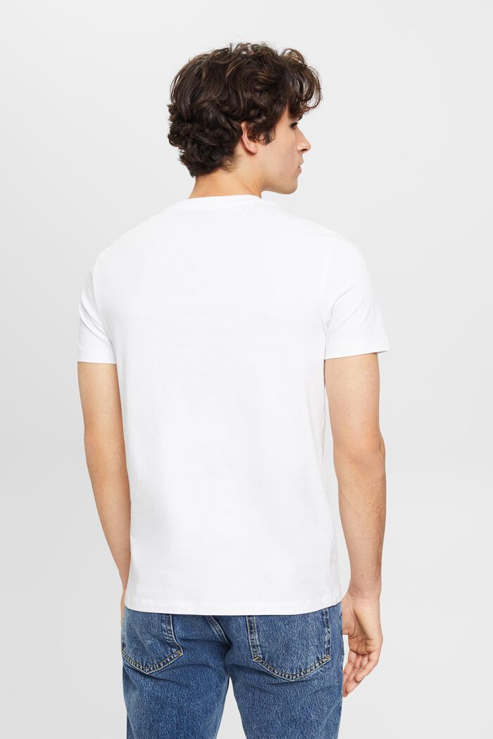 Katoenen T-shirt met slim fit en kleine borstprint, WHITE, detail image number 3