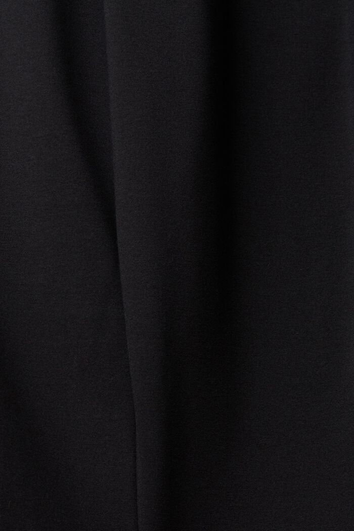 High rise jersey broek met rand van imitatieleer, BLACK, detail image number 6