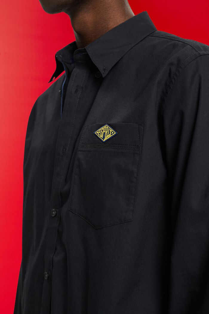 Katoenen overhemd met buttondownkraag, BLACK, detail image number 2