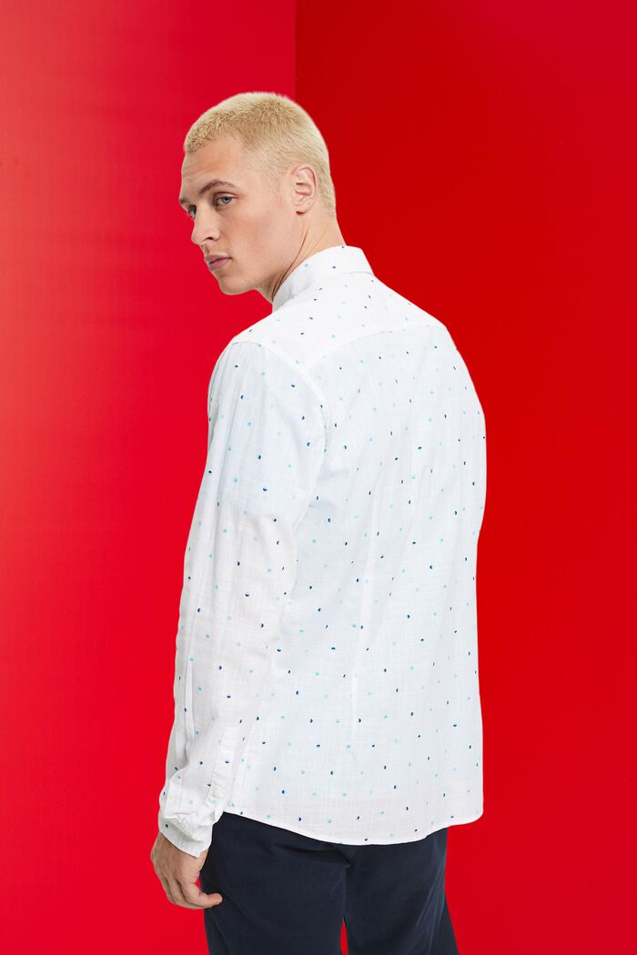 Overhemd van slubkatoen met stippenmotief, WHITE, detail image number 3