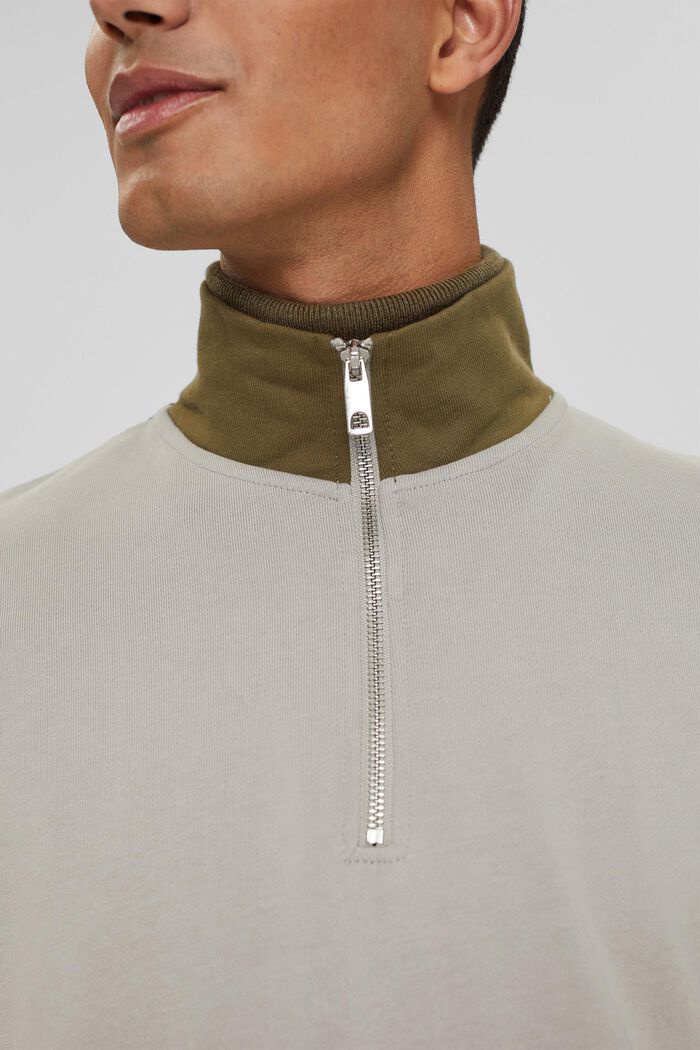 Colour block-sweatshirt met ritskraag, LIGHT GREY, detail image number 2
