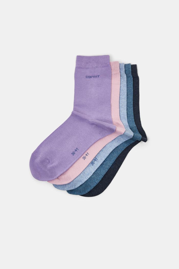 Set van 5 paar sokken, organic cotton, BLUE/LILAC, detail image number 0