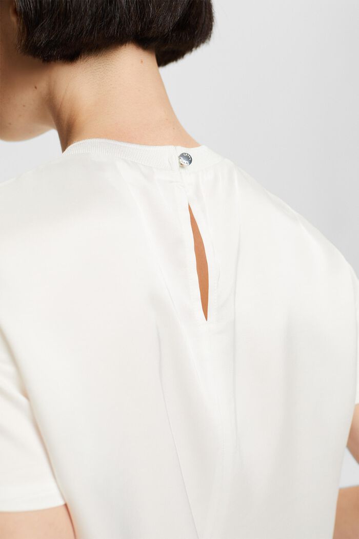 Satijnen blouse met korte mouwen, OFF WHITE, detail image number 2