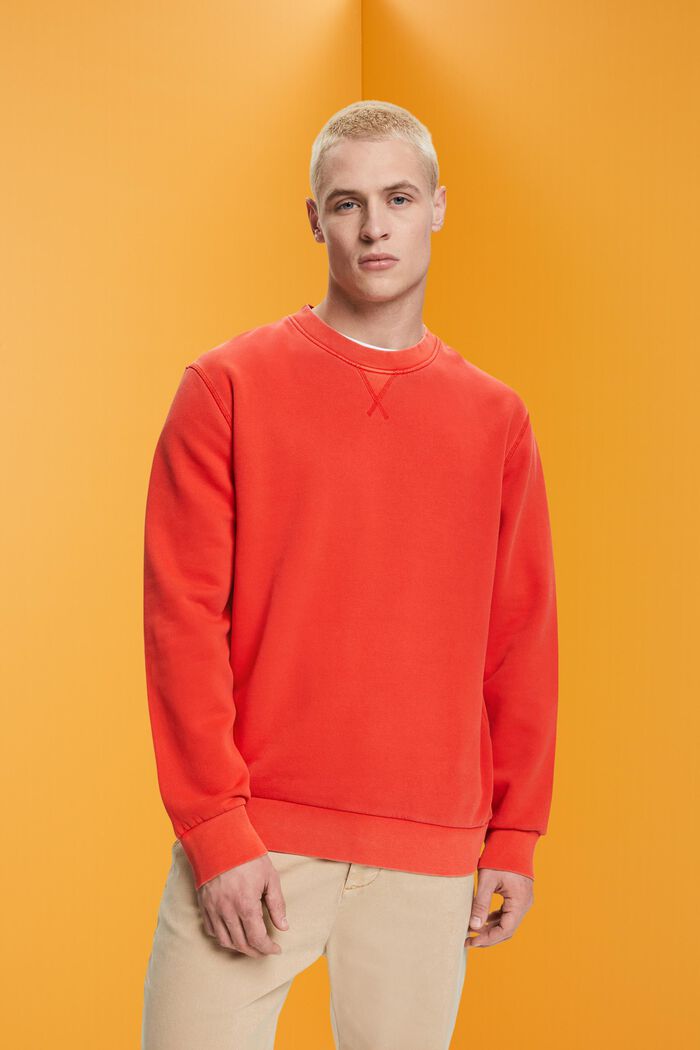 Effen sweatshirt met regular fit, RED, detail image number 0