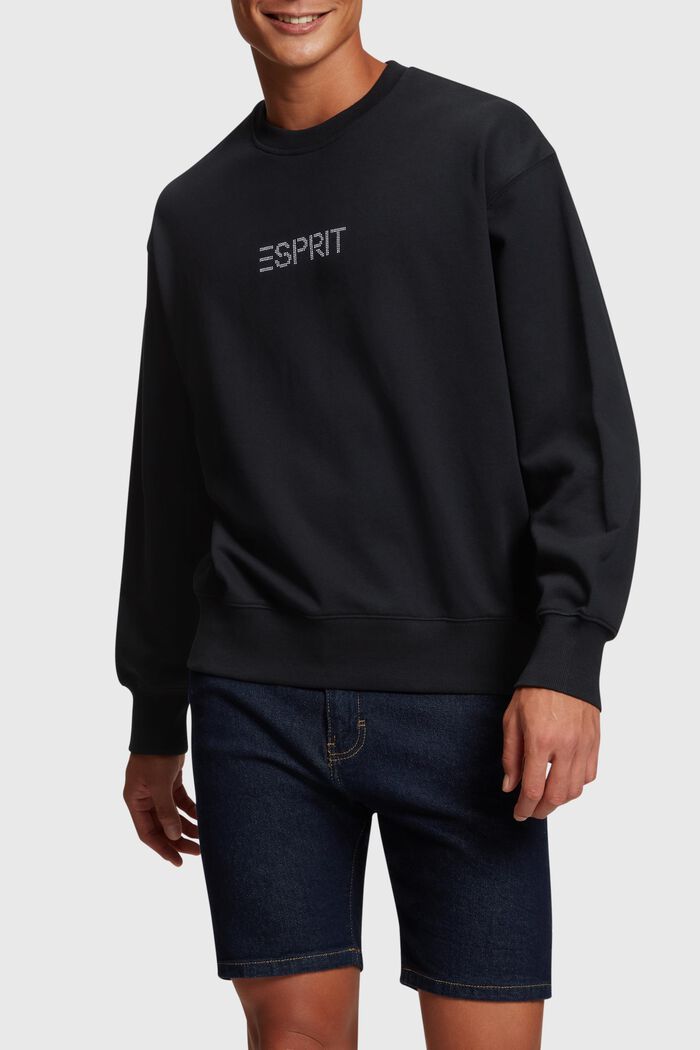 Sweatshirt met label en studs, BLACK, detail image number 0
