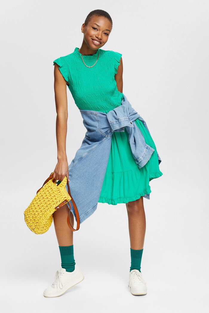 Mini-jurk met volantzoom, LENZING™ ECOVERO™, GREEN, detail image number 1