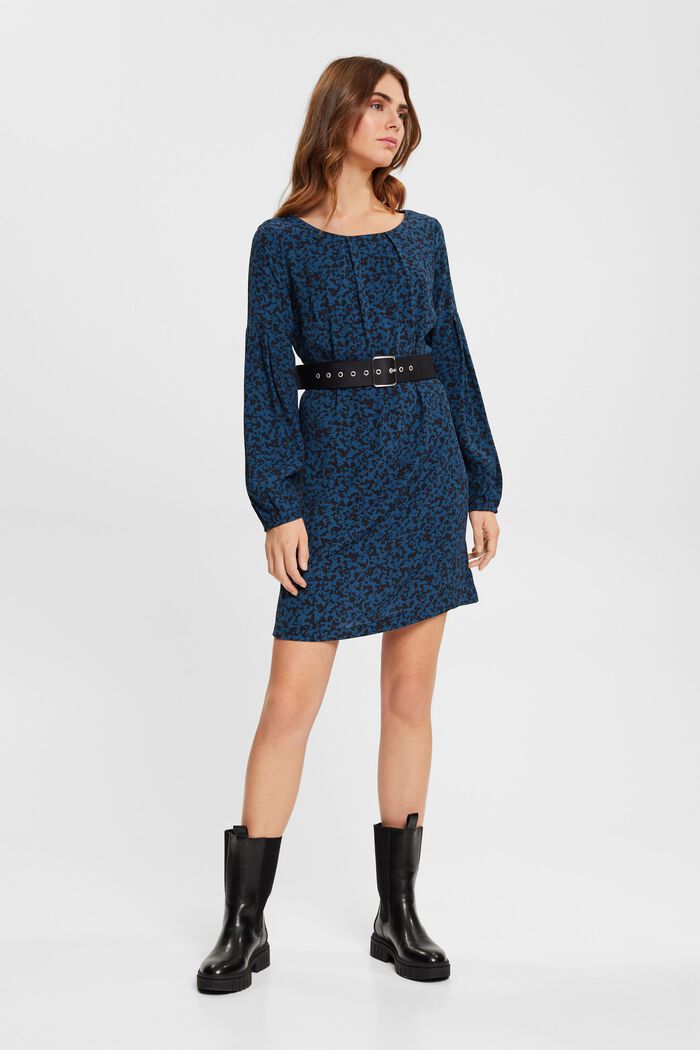 Viscose mini-jurk met motief, PETROL BLUE, detail image number 4