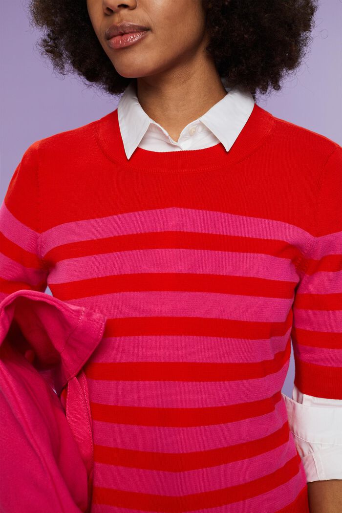 Gestreept sweatshirt met ronde hals, RED, detail image number 2