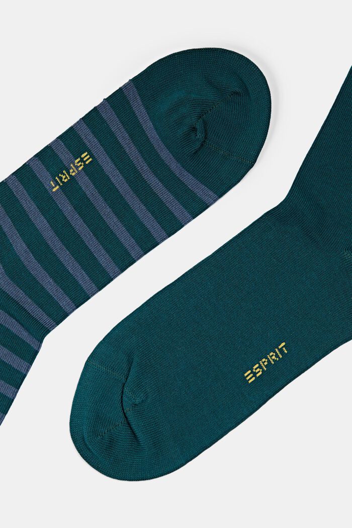 2 paar grofgebreide sokken, PETROL, detail image number 1