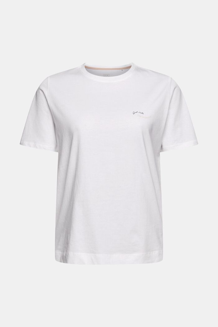 T-shirt met kleine print, biologisch katoen, WHITE, overview