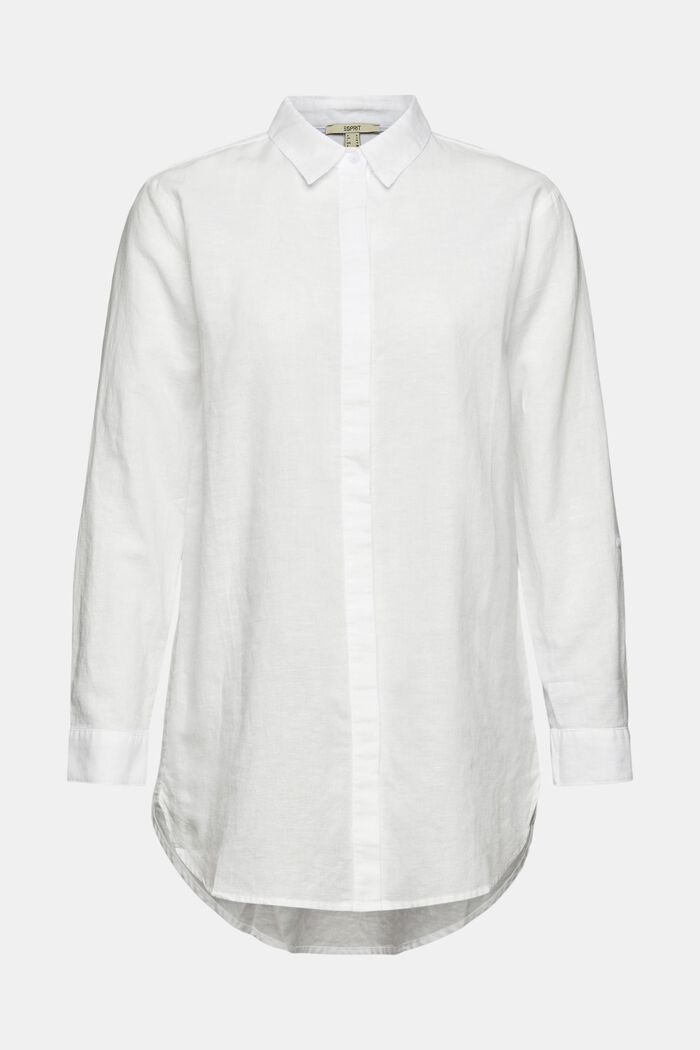 Oversized blouse van een linnenmix, WHITE, overview
