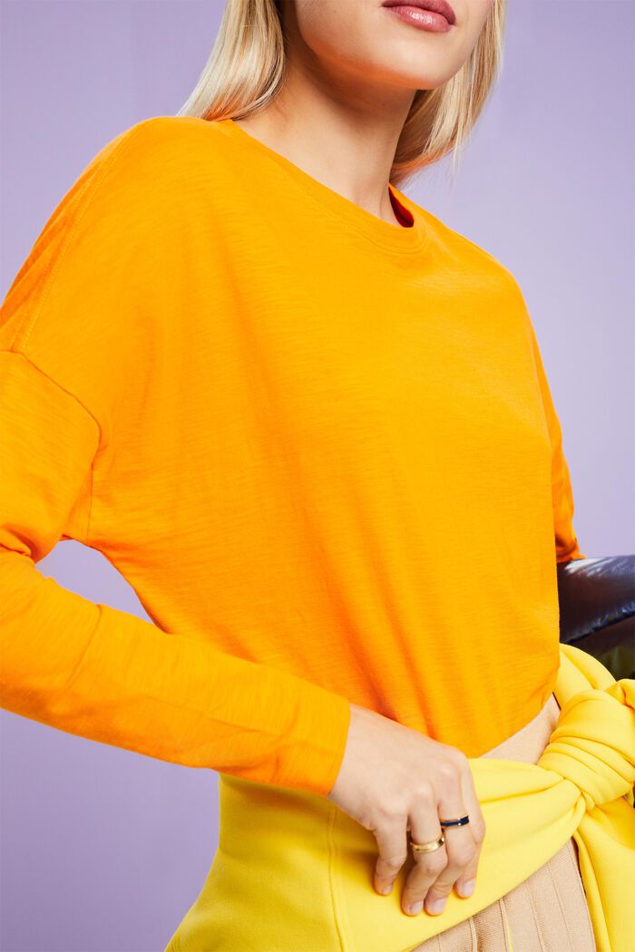 Basic jersey top met lange mouwen, GOLDEN ORANGE, detail image number 3