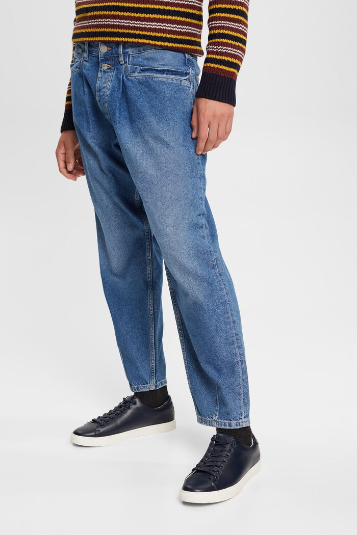 Duurzame katoenen jeans met ballonmodel, BLUE MEDIUM WASHED, detail image number 0