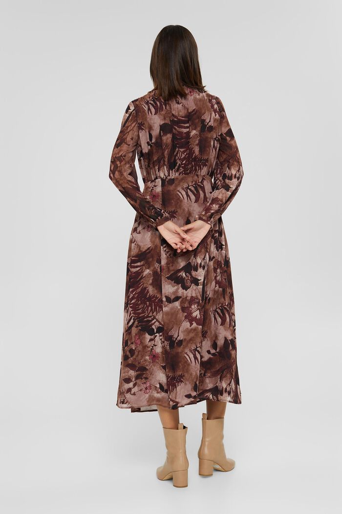Gerecycled: midi-jurk van chiffon met print, OLD PINK, detail image number 2