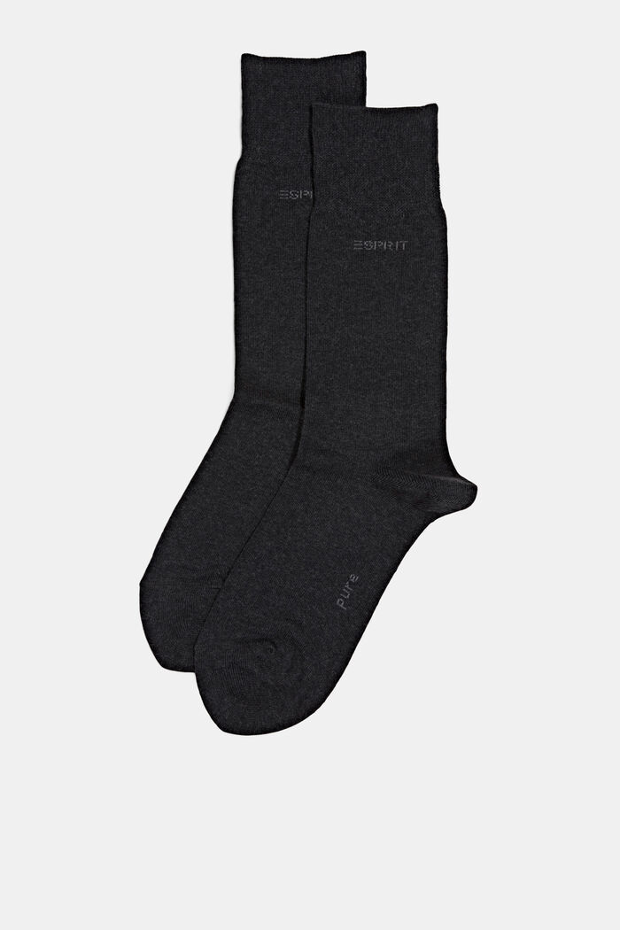 2 paar sokken van een mix met biologisch katoen, ANTHRACITE MELANGE, detail image number 0
