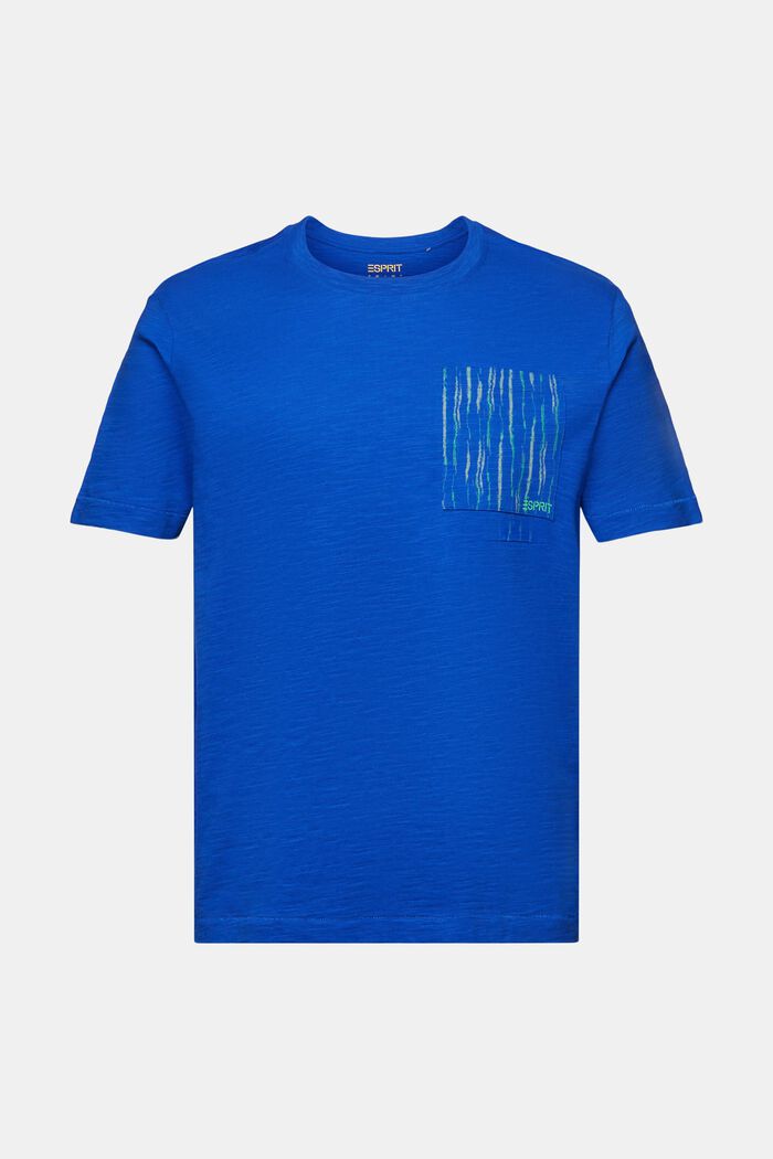 T-shirt van slubkatoen met zak met logo, BRIGHT BLUE, detail image number 5