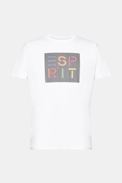 T-shirt met opgestikt logo, organic cotton, WHITE, overview