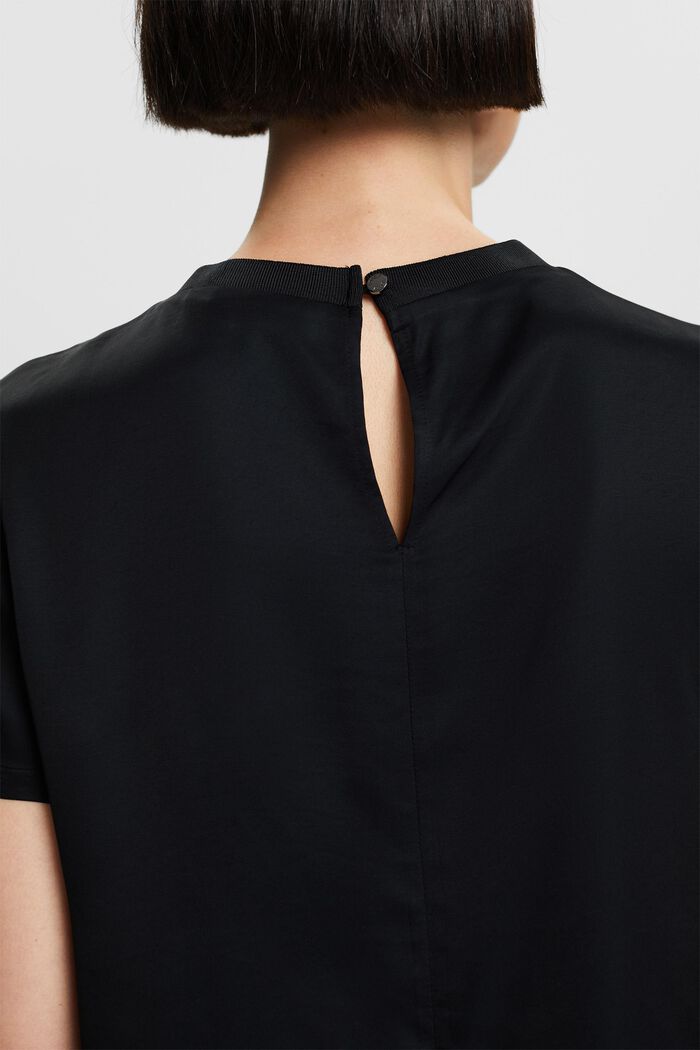Satijnen blouse met korte mouwen, BLACK, detail image number 5