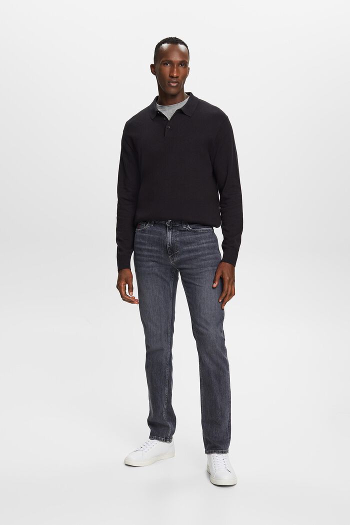 Mid-rise jeans met rechte pijpen, BLACK MEDIUM WASHED, detail image number 1