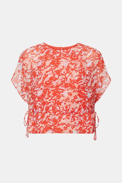 Chiffon blouse met tunnelkoord en print