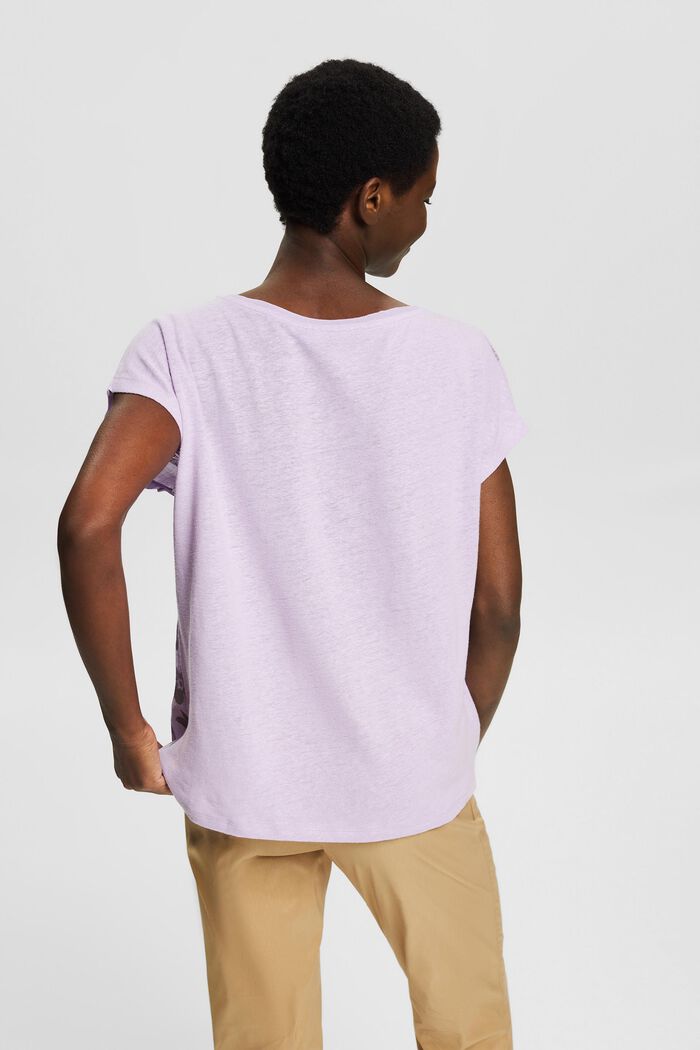 Met linnen: shirt van een materiaalmix met print, LAVENDER, detail image number 3