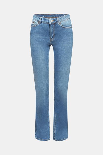High-rise jeans met rechte pijpen, BLUE LIGHT WASHED, overview