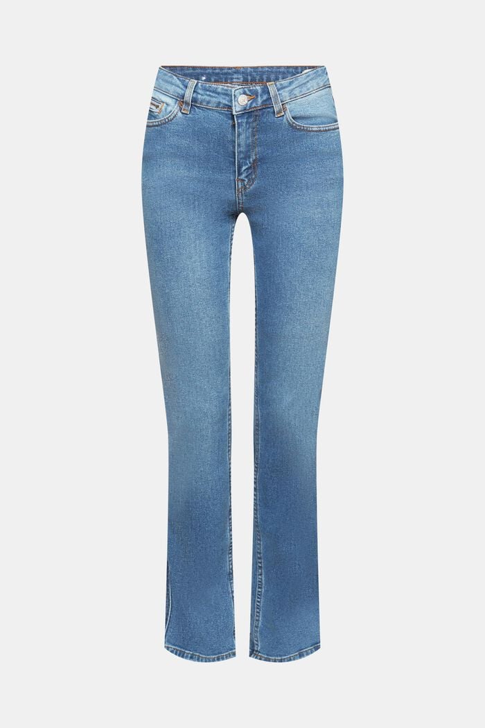 High-rise jeans met rechte pijpen, BLUE LIGHT WASHED, detail image number 7