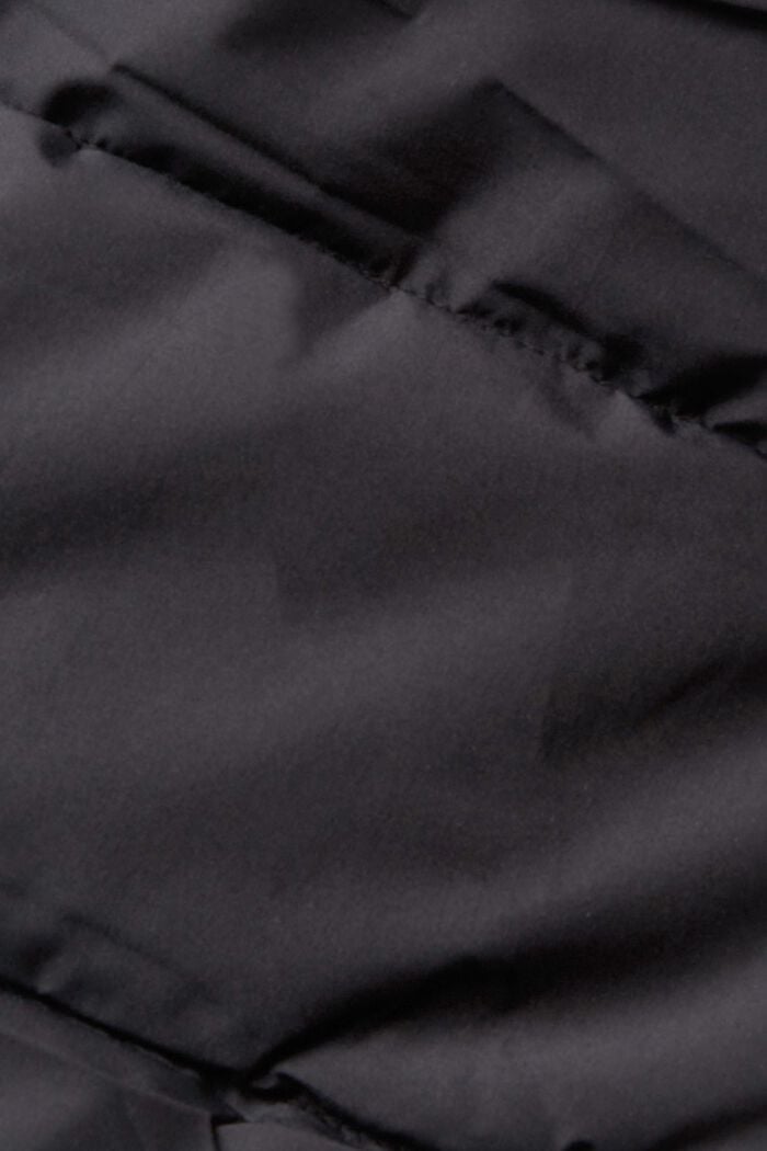 Gewatteerde mantel met ribgebreide details, BLACK, detail image number 4