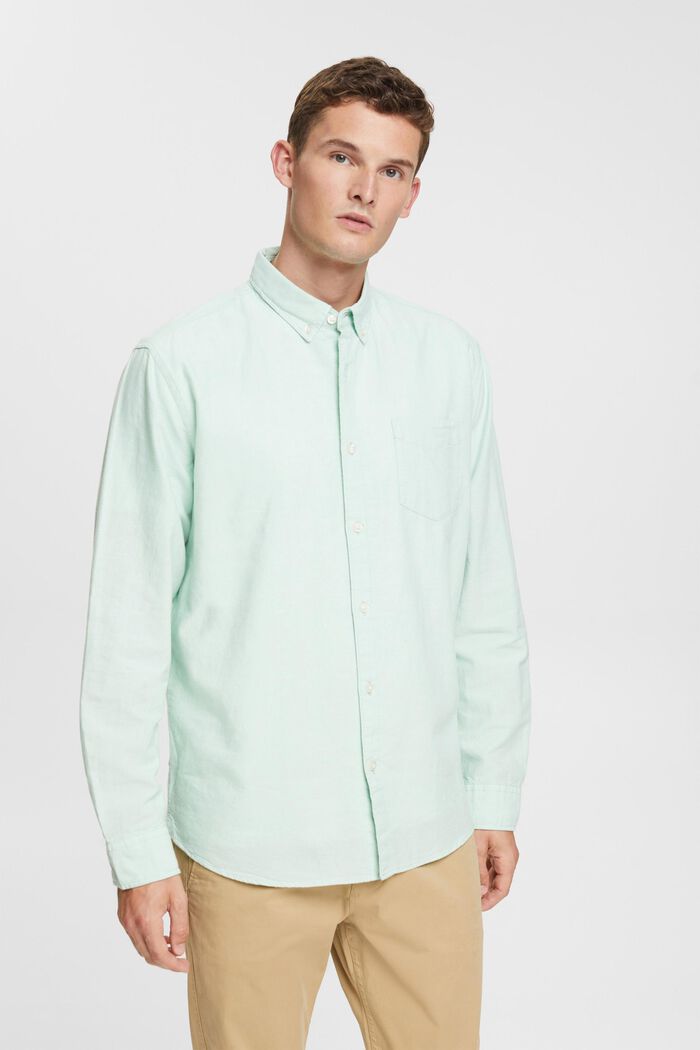 Overhemd met buttondownkraag, PASTEL GREEN, overview