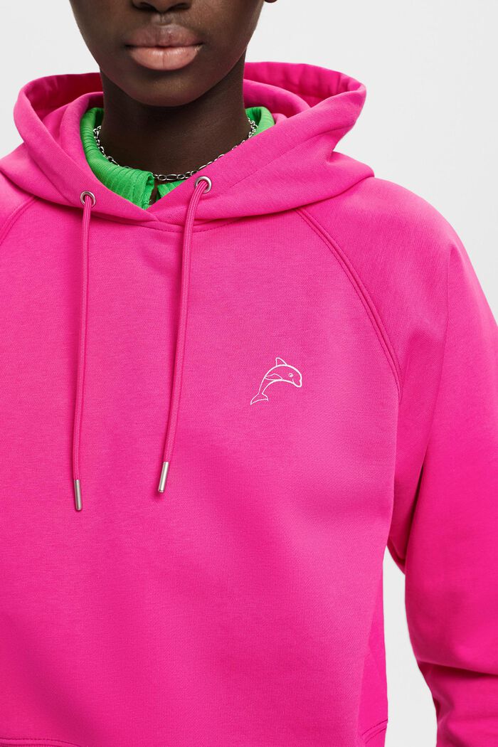 Cropped hoodie met dolfijnenlogo, PINK FUCHSIA, detail image number 2