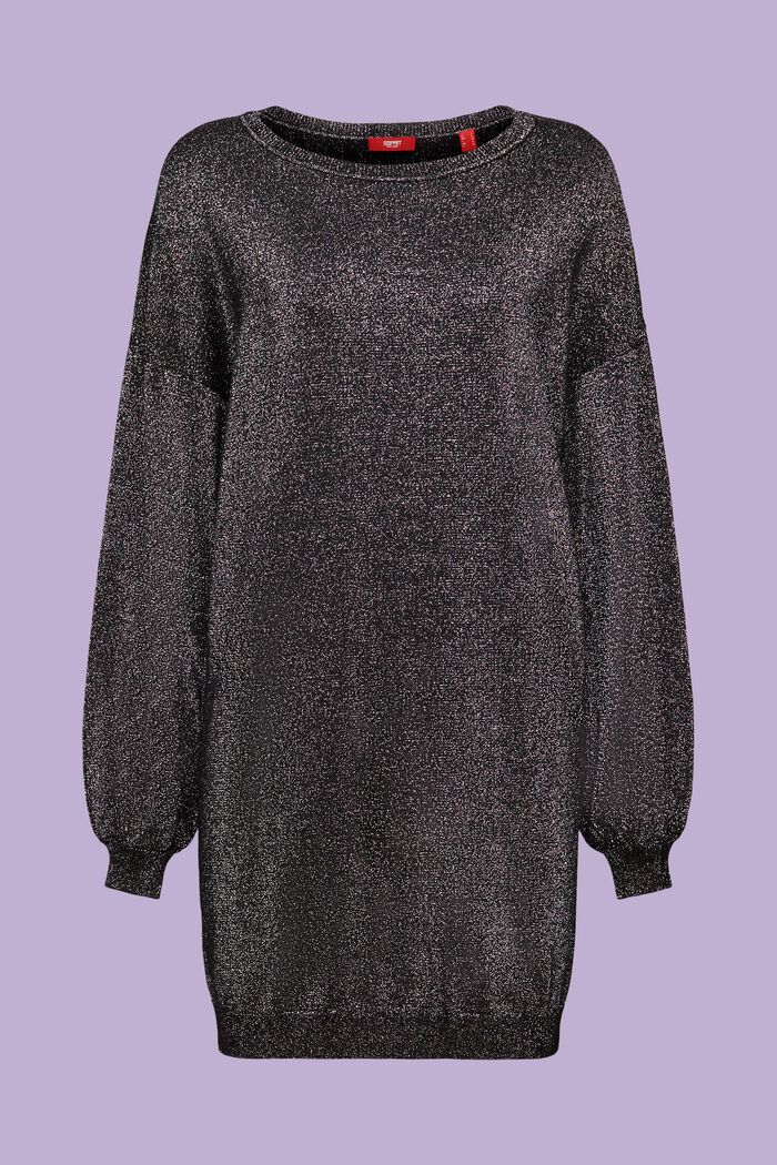 Gebreide, glinsterende mini-jurk, LENZING™ ECOVERO™, BLACK, detail image number 6