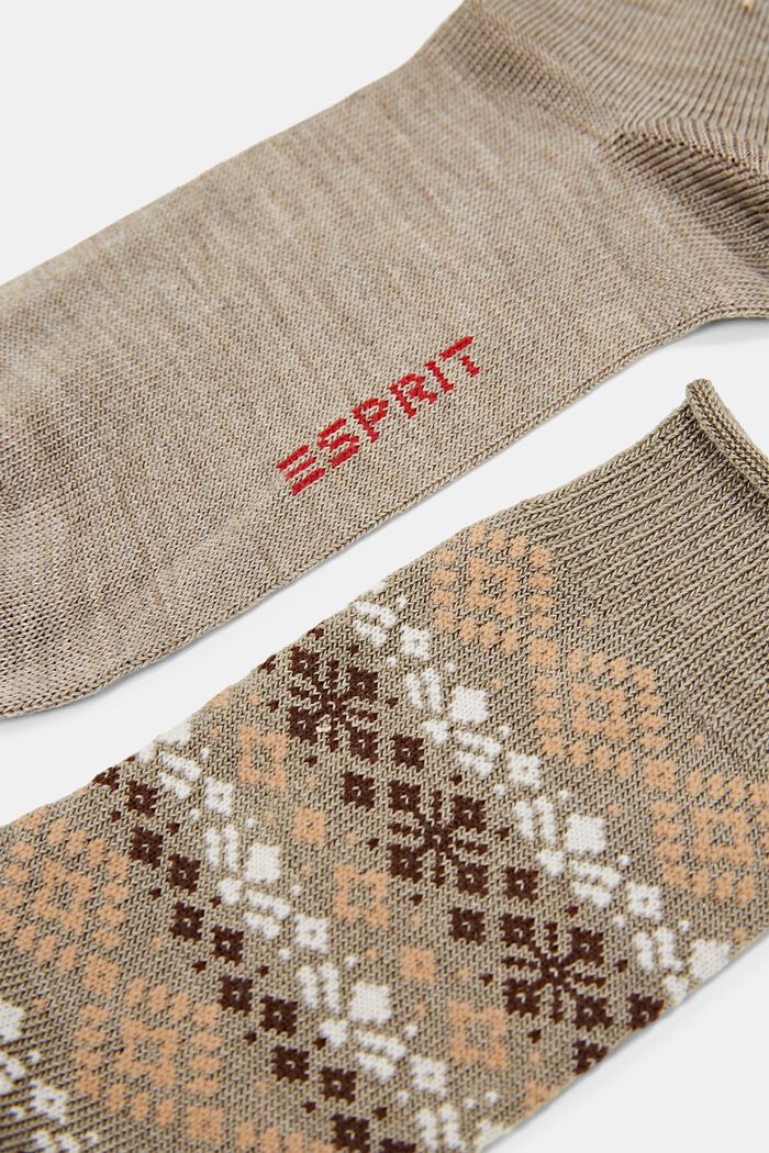 Set van 2 paar sokken met Noors patroon, NUT MELANGE, detail image number 1