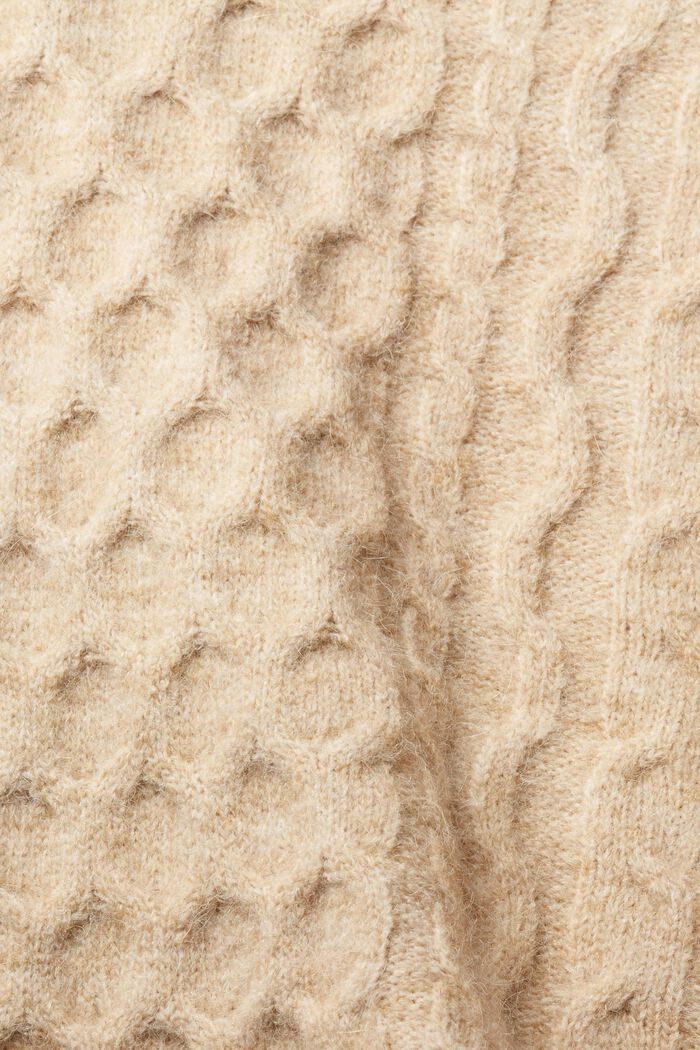 Kortere trui met kabelpatroon, met alpaca, SAND, detail image number 5