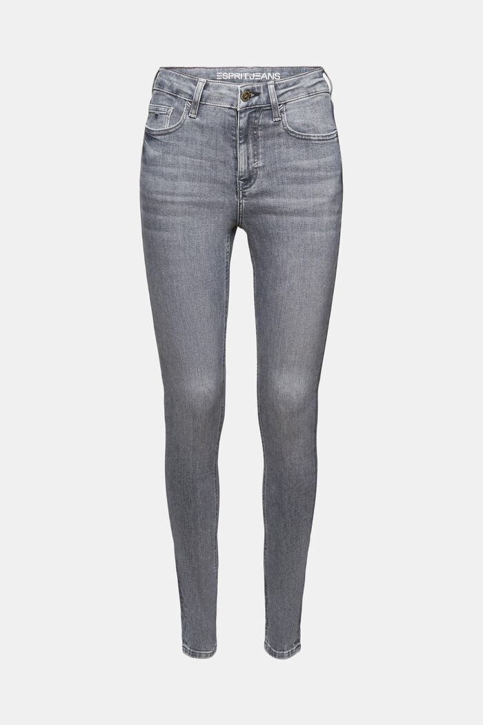 High rise skinny jeans, GREY MEDIUM WASHED, detail image number 7