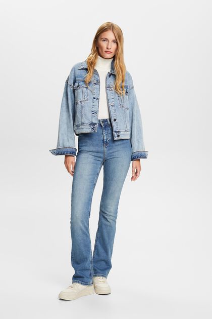 High rise bootcut jeans met stretch