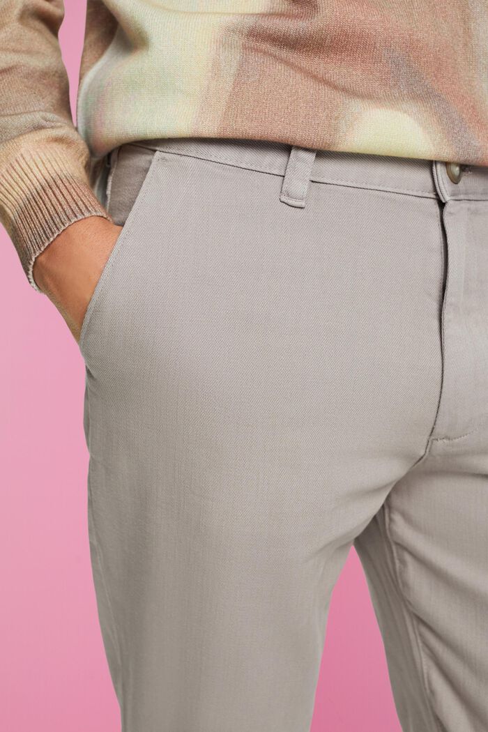 Loose fit-broek met toelopende pasvorm van katoen, LIGHT GREY, detail image number 2