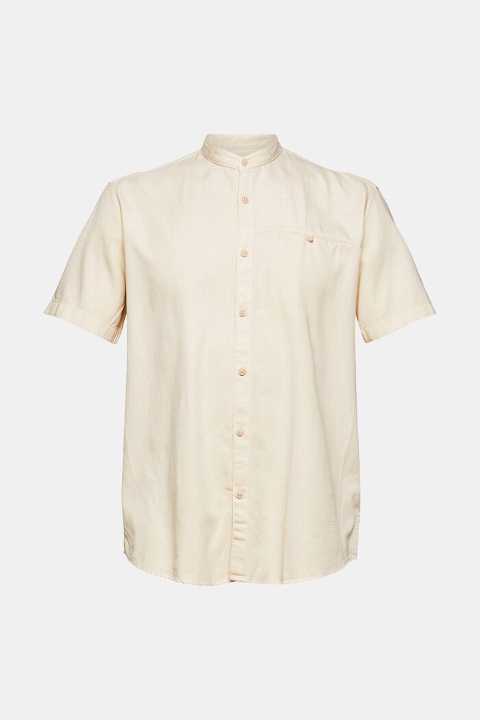 Met TENCEL™: overhemd met opstaande kraag, CREAM BEIGE, detail image number 0