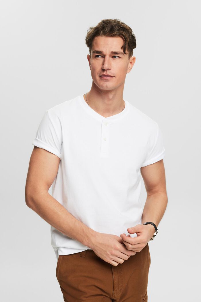 Jersey henley T-shirt, WHITE, detail image number 0