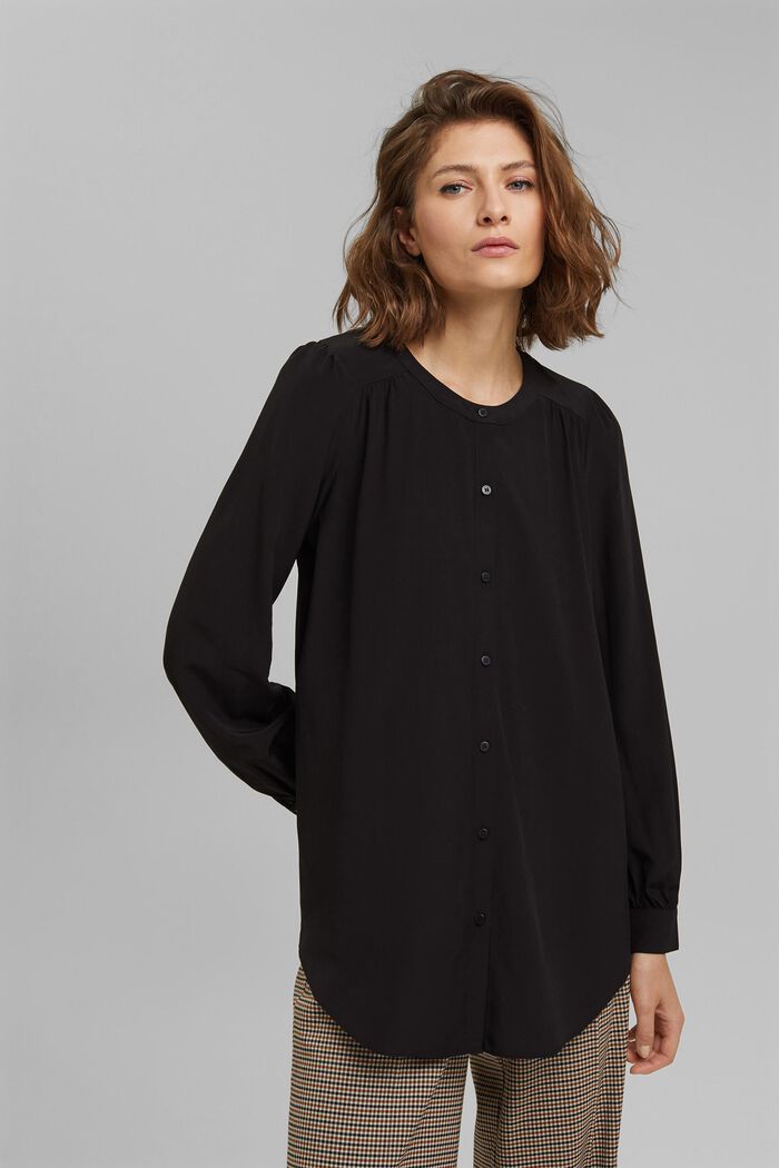 Lange blouse met LENZING™ ECOVERO™, BLACK, detail image number 0