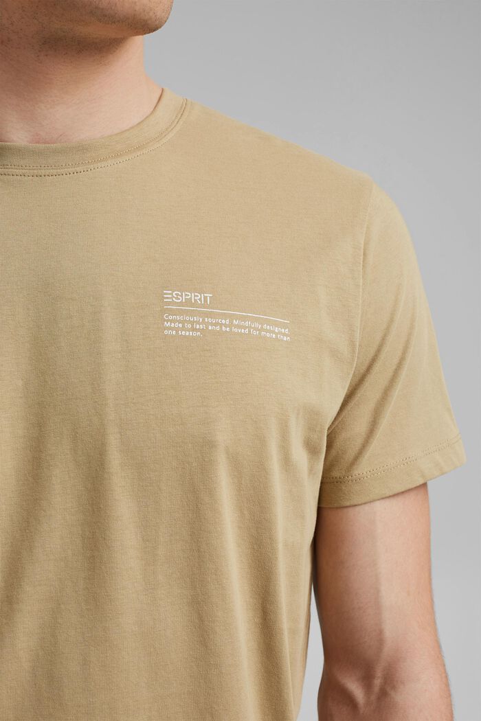 Jersey T-shirt met print, 100% biologisch katoen, BEIGE, detail image number 1