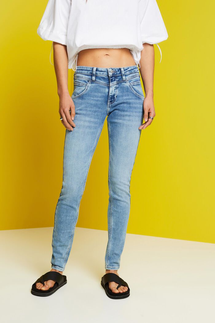 Skinny jeans van duurzaam katoen, BLUE LIGHT WASHED, detail image number 0