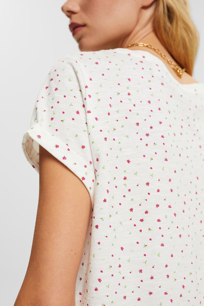 T-shirt met bloemenprint, OFF WHITE, detail image number 0