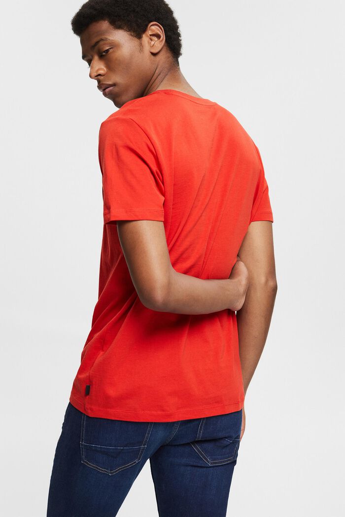 Jersey T-shirt met print, 100% biologisch katoen, RED ORANGE, detail image number 3